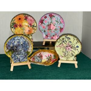 Handcrafted Lilly P inspired natural clam or oyster shell trinket dish